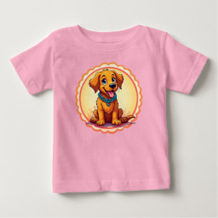 Süßer Cartoon-Welpe mit blauem Halsband Baby T-shirt