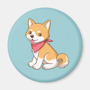 Süßer Cartoon-Welpe Shiba Inu auf Blau Magnet
