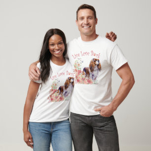 Süßer Cavalier King Charles Spaniel Hund Blumen T-Shirt