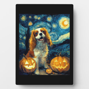 Süßer Cavalier King Charles Spaniel Hund Halloween Fotoplatte