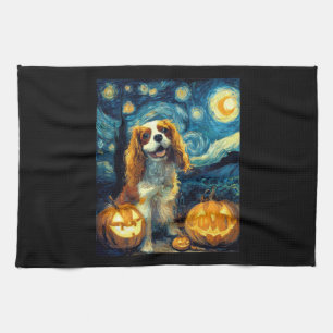 Süßer Cavalier King Charles Spaniel Hund Halloween Geschirrtuch