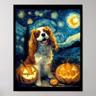 Süßer Cavalier King Charles Spaniel Hund Halloween Poster
