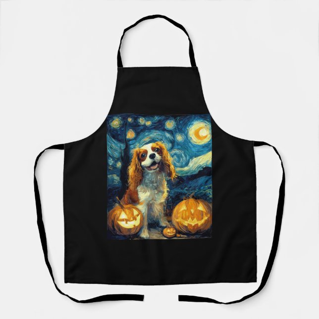Süßer Cavalier King Charles Spaniel Hund Halloween Schürze (Vorderseite)