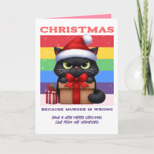 Süßer Chaos Lustige Katze Retro-Weihnachtsfoto Feiertagskarte