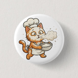 Süßer Chef-Katzen-Kochknopf für heißes Essen Button