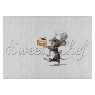 "Süßer Chef" Maus-Logo-Illustration Schneidebrett