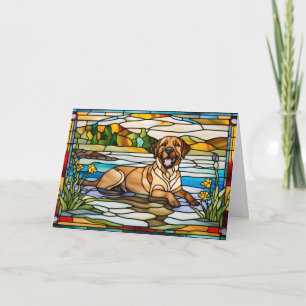 Süßer Chesapeake Bay Retriever in Buntglas Karte