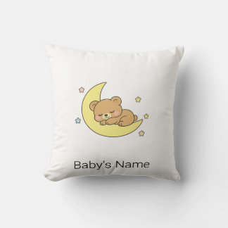 Süßer Chibi-Babybär, der auf dem Mond schläft, ind Kissen
