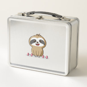 Süßer Chibi-Faultier-Workout � Lustiges Kawaii-Gym Metall Brotdose