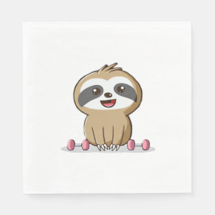Süßer Chibi-Faultier-Workout � Lustiges Kawaii-Gym Serviette