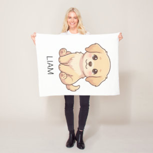 Süßer Chibi Golden Retriever mit individuellem Nam Fleecedecke