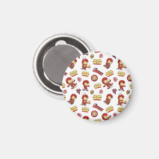 Süßer Chibi-Iron-Man-Nahtloses Muster - Superheld  Magnet (Vorderseite/Rückseite)