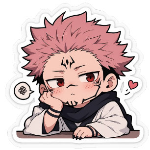 Süßer Chibi-Schmollender-König-Aufkleber - Kawaii Lange Schürze