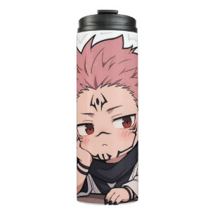 Süßer Chibi-Schmollender-König-Aufkleber - Kawaii Thermosbecher