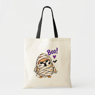 Süßer Chibi-Spatz-Vogel-Halloween-Mumie-Spaß Tragetasche