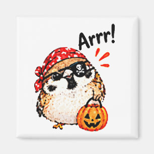 Süßer Chibi-Spatz-Vogel-Halloween-Pirat-Spaß Magnet