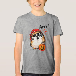 Süßer Chibi-Spatz-Vogel-Halloween-Pirat-Spaß Tri-Blend Shirt