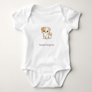 Süßer Chibi-Welpe Süße Träume Benutzerdefinierter Baby Strampler