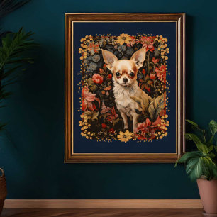 Süßer Chihuahua in einem Garten im Stil von Willia Poster