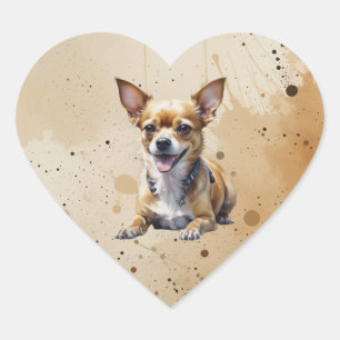 Süßer Chihuahua-Mischlingshund Haustier Tier Herz-Aufkleber