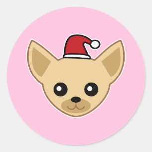 Süßer Chihuahua-Santa-Hut Runder Aufkleber