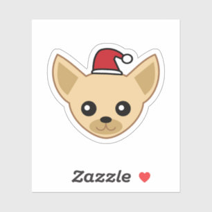 Süßer Chihuahua-Santa-Hut-Vinyl-Aufkleber Aufkleber