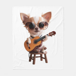 süßer Chihuahua spielt klassische Gitarre Cartoon  Fleecedecke