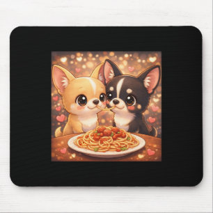 Süßer Chihuahua Valentinstag Hunde teilen Spaghett Mousepad