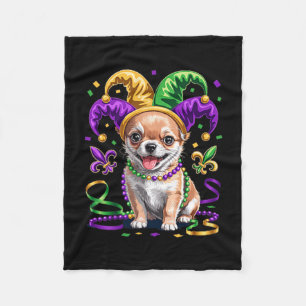 Süßer Chihuahua-Welpe Mardi Gras Hunde Liebhaber S Fleecedecke