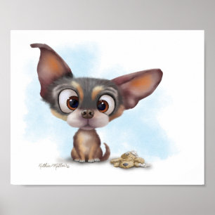Süßer Chihuahua-Welpen-Cartoon Poster