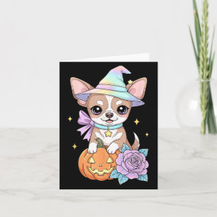 Süßer Chihuahua-Welpen-Hexen-Kürbis-Halloween Karte
