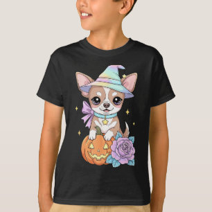 Süßer Chihuahua-Welpen-Hexen-Kürbis-Halloween T-Shirt