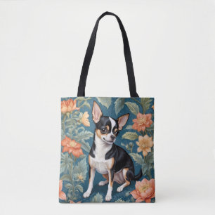 Süßer Chihuahua William Morris inspirierter Blumen Tasche
