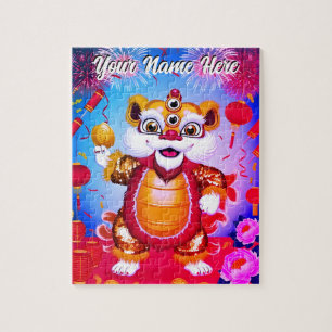 Süßer chinesischer Löwentanz-Puzzle