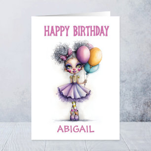 Süßer Clown mit farbenfrohen Luftballons zum Gebur Karte