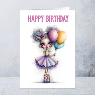 Süßer Clown mit farbenfrohen Luftballons zum Gebur Karte