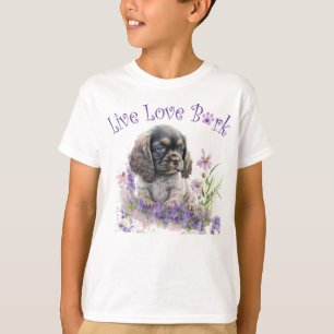 Süßer Cocker Spaniel Hund Blumen T-Shirt