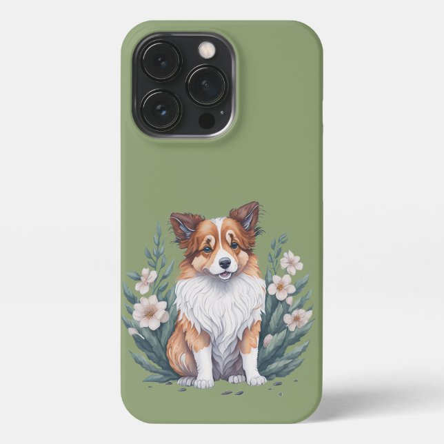 Süßer Collie umringt von Blumen -  iPhone 13 Pro Hülle (Rückseite)