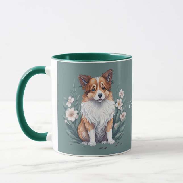 Süßer Collie umringt von Blumen -  Tasse (Links)