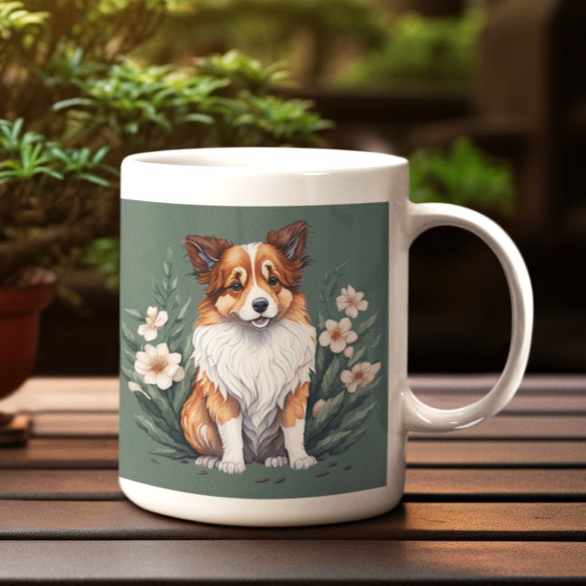 Süßer Collie umringt von Blumen -  Tasse (Von Creator hochgeladen)