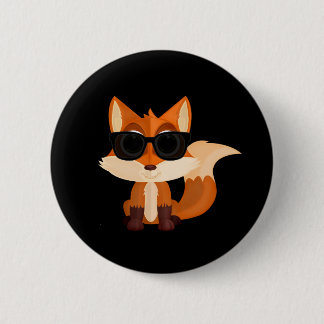 Süßer cooler Fuchs mit Sonnenbrille auf kräftigem  Button