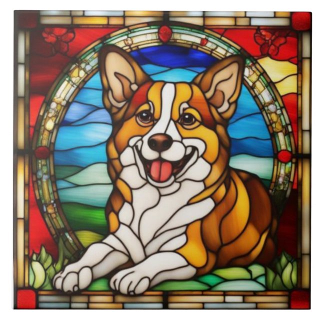 Süßer Corgi-Dekorative Keramikfliese (Vorderseite)