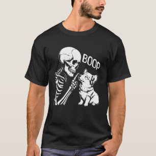 Süßer Corgi Hund Boop Hand Skelett Halloween Gruse T-Shirt