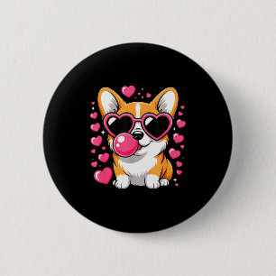 Süßer Corgi-Hund Herz Sungles Valentinstag Welpe Button