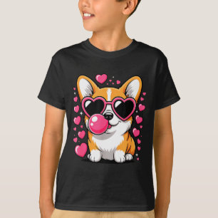 Süßer Corgi-Hund Herz Sungles Valentinstag Welpe T-Shirt