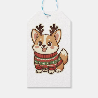 Süßer Corgi-Hund in hässlichem Weihnachtspullover- Geschenkanhänger