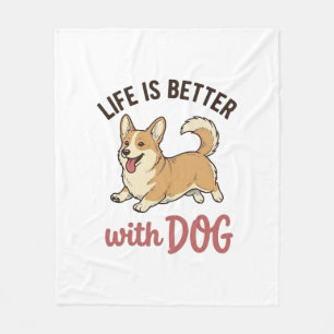 Süßer Corgi-Hund Leben ist besser mit Hundedesign_ Fleecedecke