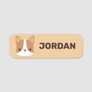 Süßer Corgi-Hund mit personalisiertem Namen Namensschild