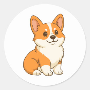 Süßer Corgi-Hund Runder Aufkleber