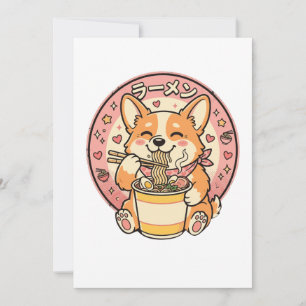 Süßer Corgi isst Ramen Kawaii japanische Nudeln  Einladung